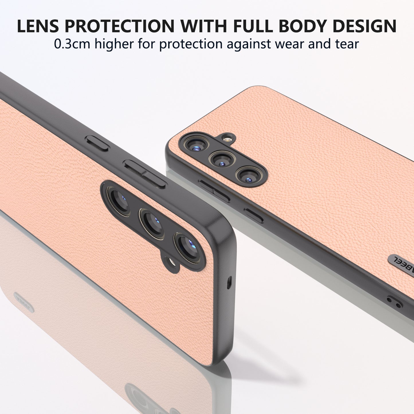 ABEEL For Samsung Galaxy S24+ Phone Case Litchi Texture Cowhide Leather Back Cover - Pink