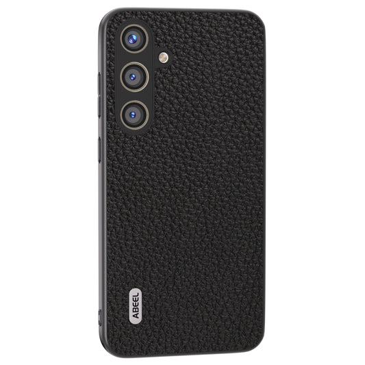 ABEEL Litchi Texture Cover for Samsung Galaxy S24+ Cowhide Leather+PC+TPU Phone Case - Black