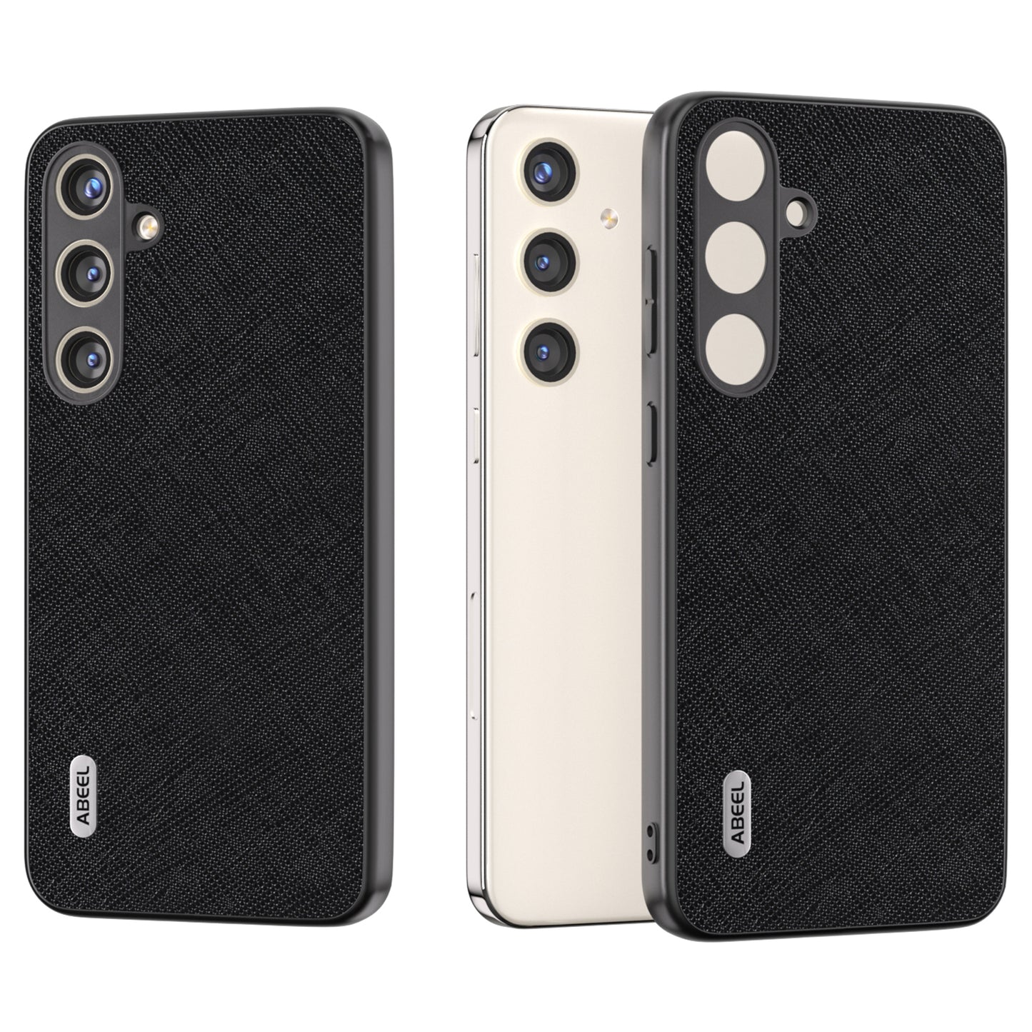 ABEEL For Samsung Galaxy S24+ Cross Texture Case Impact-Resistant Mobile Phone Cover - Black