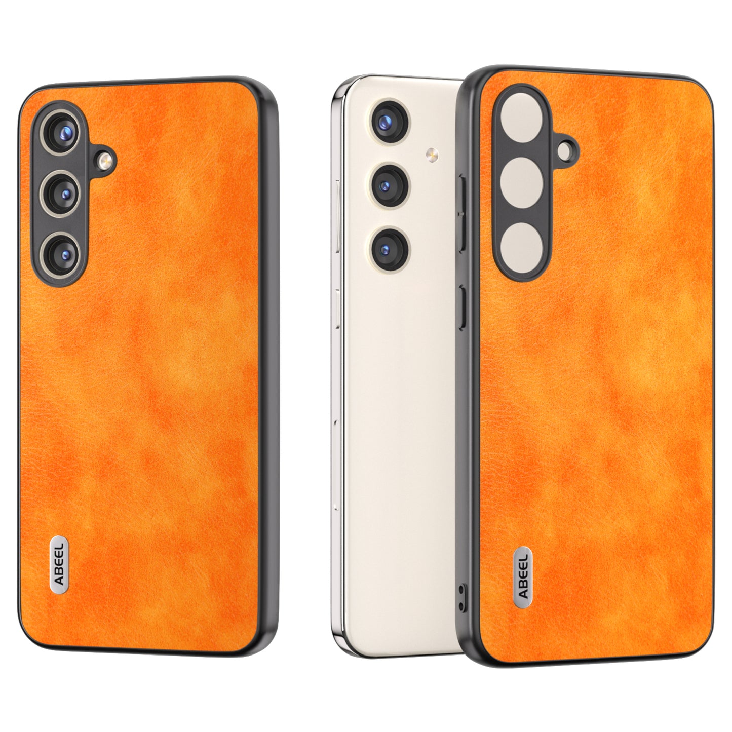 ABEEL For Samsung Galaxy S24+ Anti-Scratch Cover PU Leather Phone Case Litchi Texture - Orange
