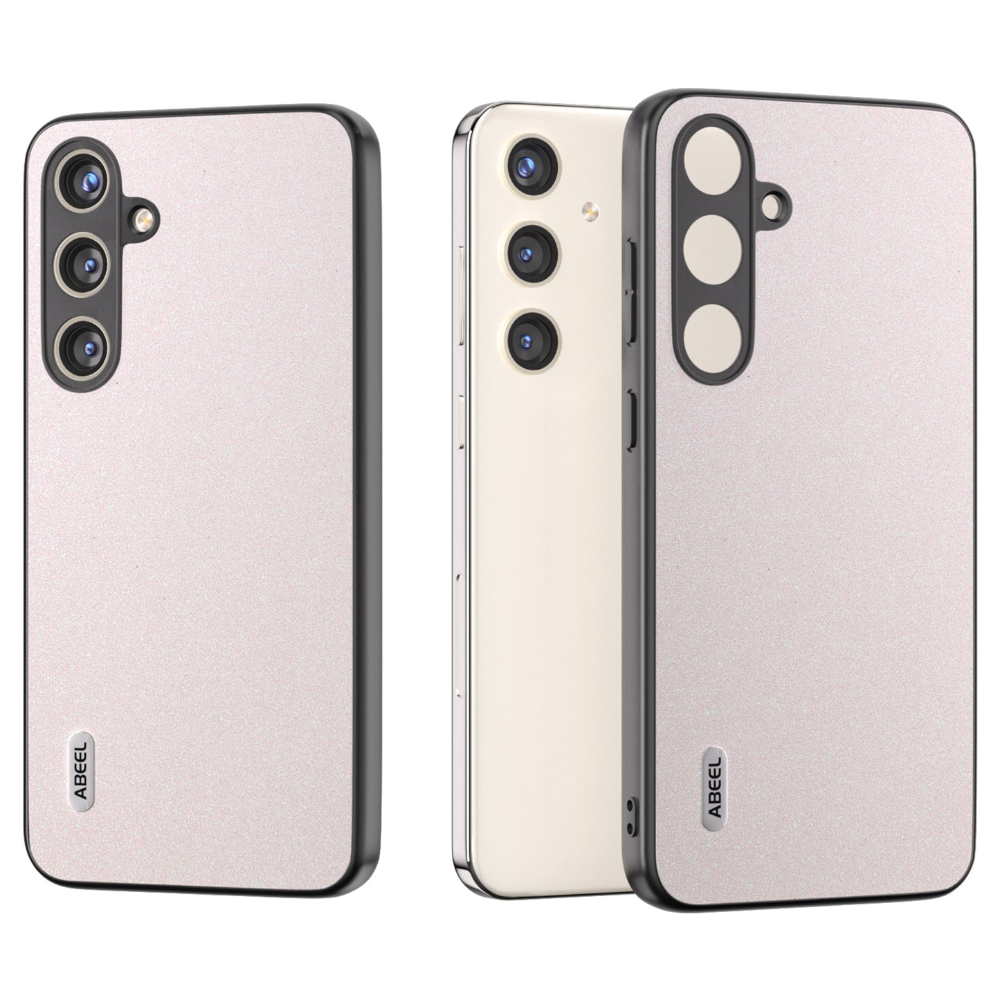 ABEEL For Samsung Galaxy S24+ Glitter Surface Phone Case PU Leather Anti-Scratch Back Cover - White