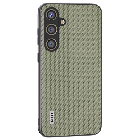 ABEEL for Samsung Galaxy S24+ Shockproof Shell Carbon Fiber Texture Leather Phone Case - Green