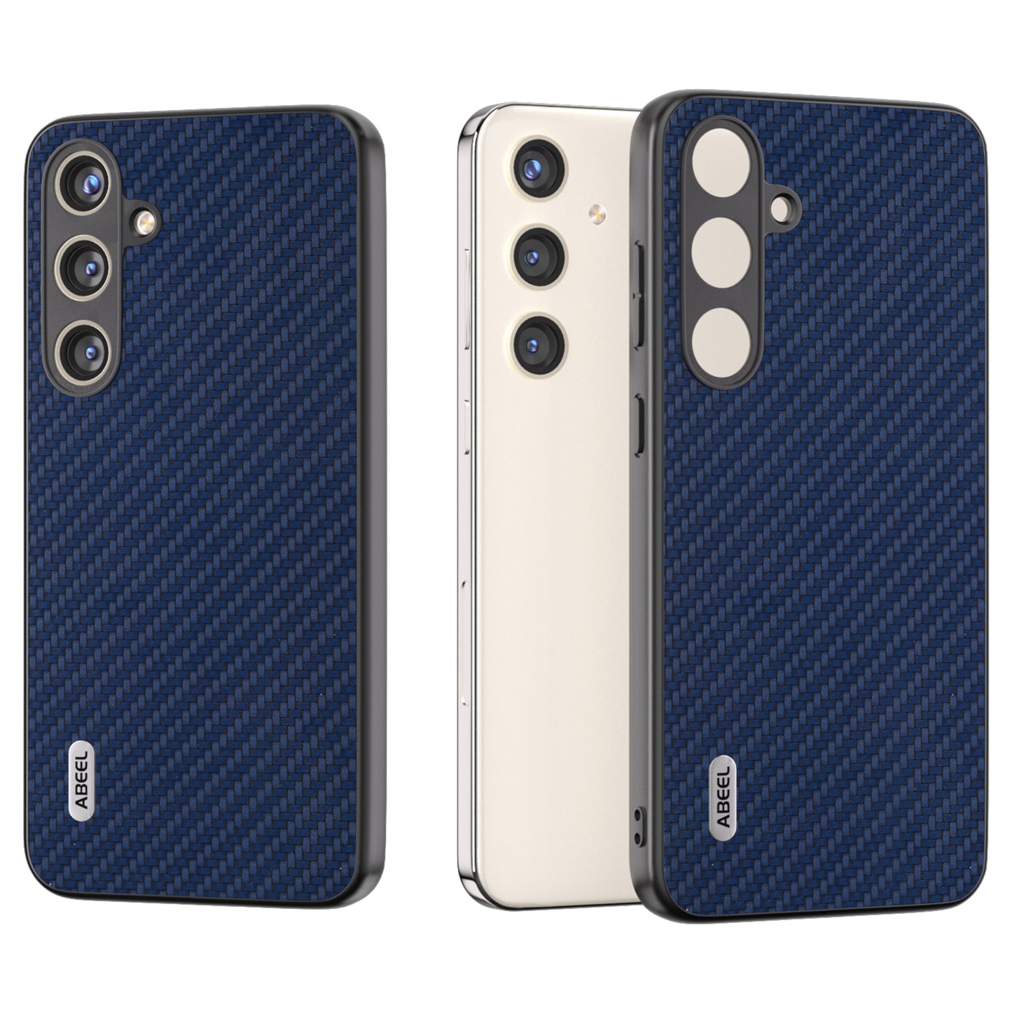 ABEEL for Samsung Galaxy S24+ Shockproof Shell Carbon Fiber Texture Leather Phone Case - Blue