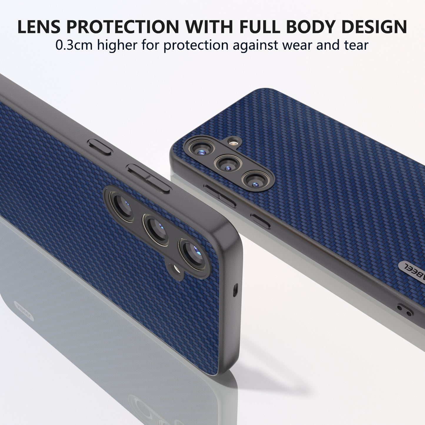 ABEEL for Samsung Galaxy S24+ Shockproof Shell Carbon Fiber Texture Leather Phone Case - Blue