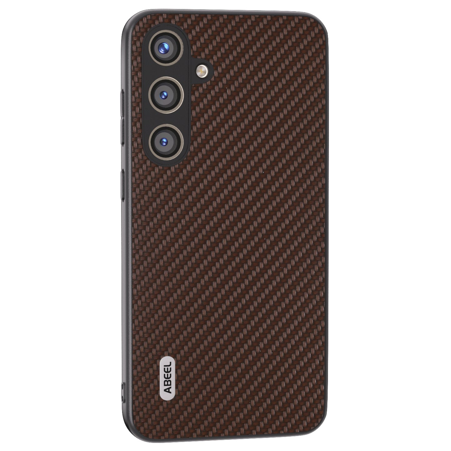 ABEEL for Samsung Galaxy S24+ Shockproof Shell Carbon Fiber Texture Leather Phone Case - Brown
