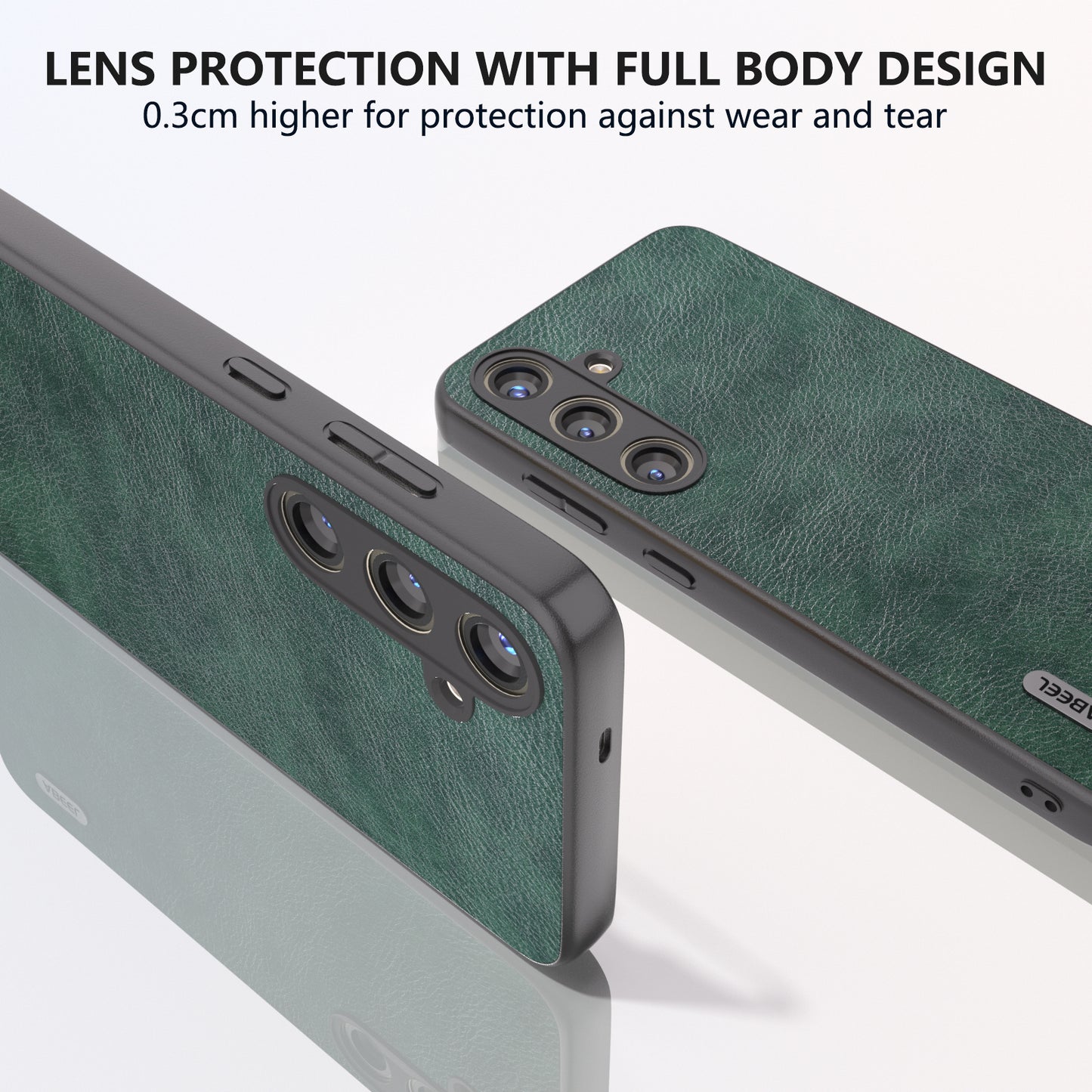 ABEEL For Samsung Galaxy S24 Litchi Texture Back Case PU Leather Coated PC+TPU Phone Cover - Green