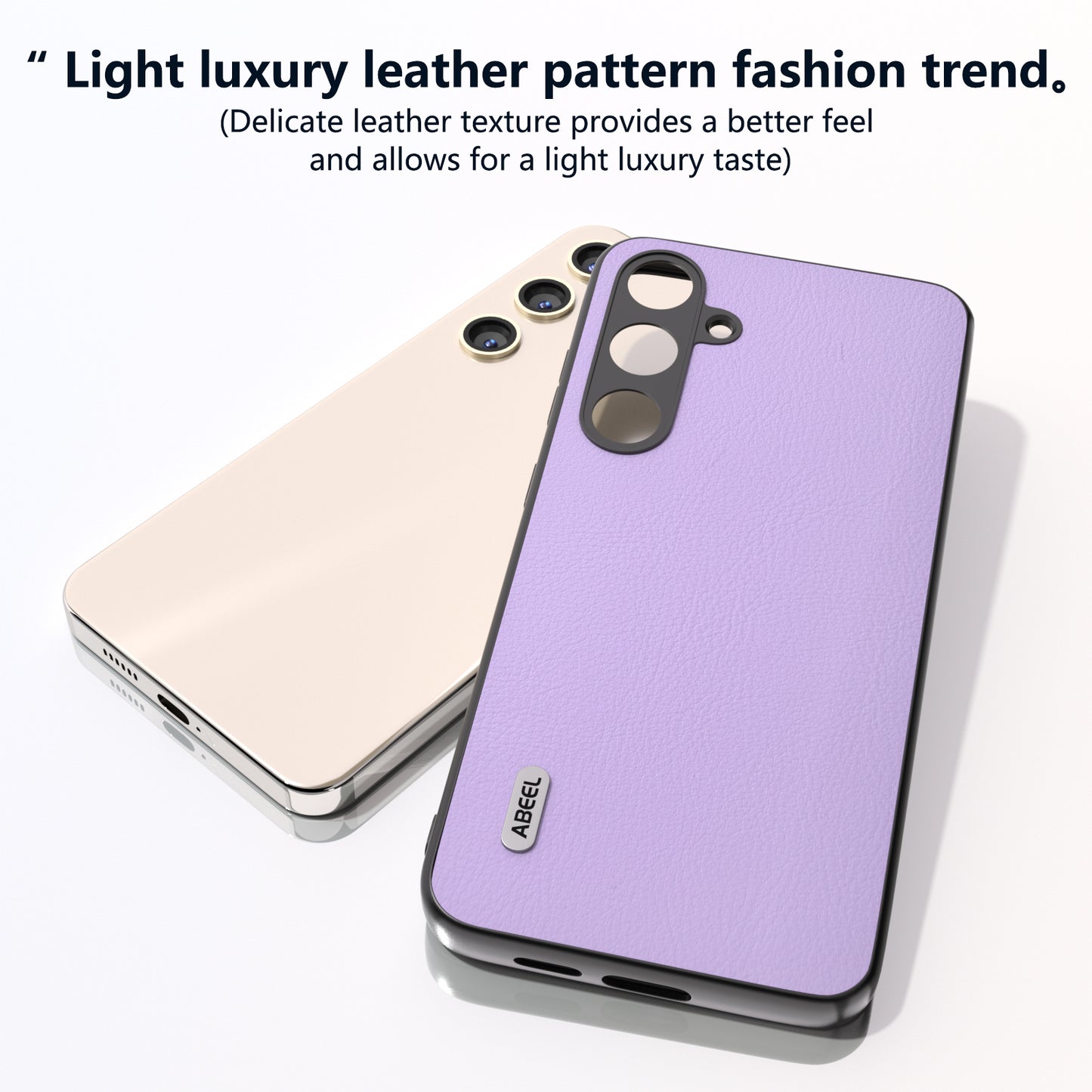 ABEEL For Samsung Galaxy S24 Phone Case Anti-Scratch Ecological Texture Leather Cover - Purple