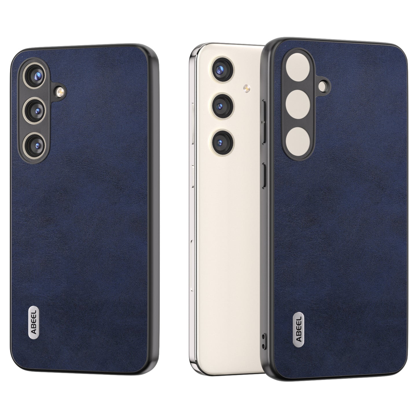 ABEEL For Samsung Galaxy S24 Shockproof Phone Case Leather Coated TPU+PC Cover - Blue