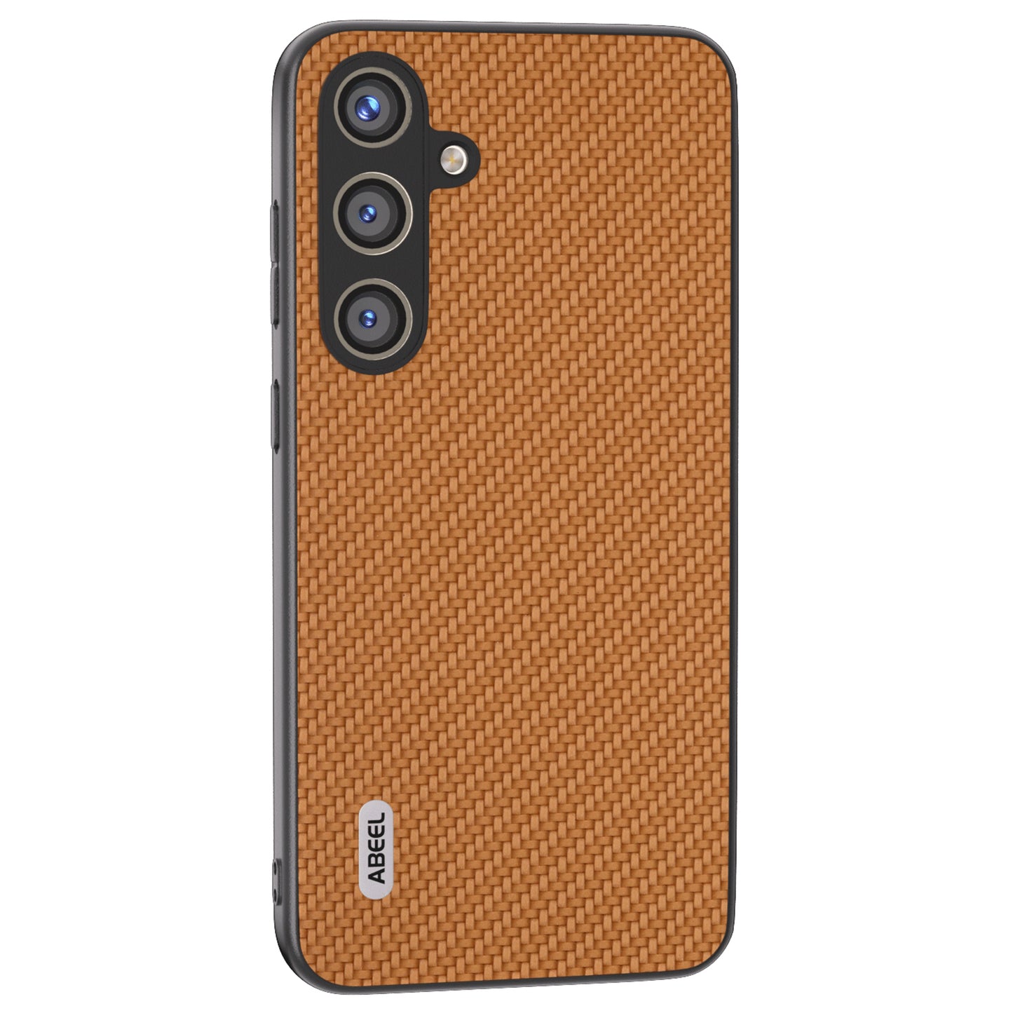 ABEEL for Samsung Galaxy S24 Carbon Fiber Texture Case PU Leather+PC+TPU Protective Phone Cover - Light Brown