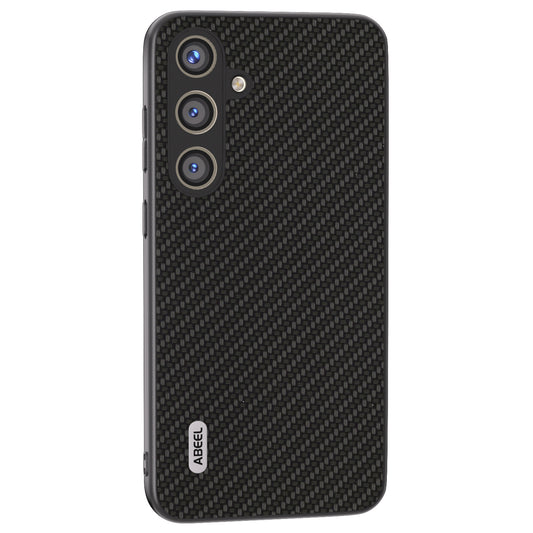 ABEEL for Samsung Galaxy S24 Carbon Fiber Texture Case PU Leather+PC+TPU Protective Phone Cover - Black