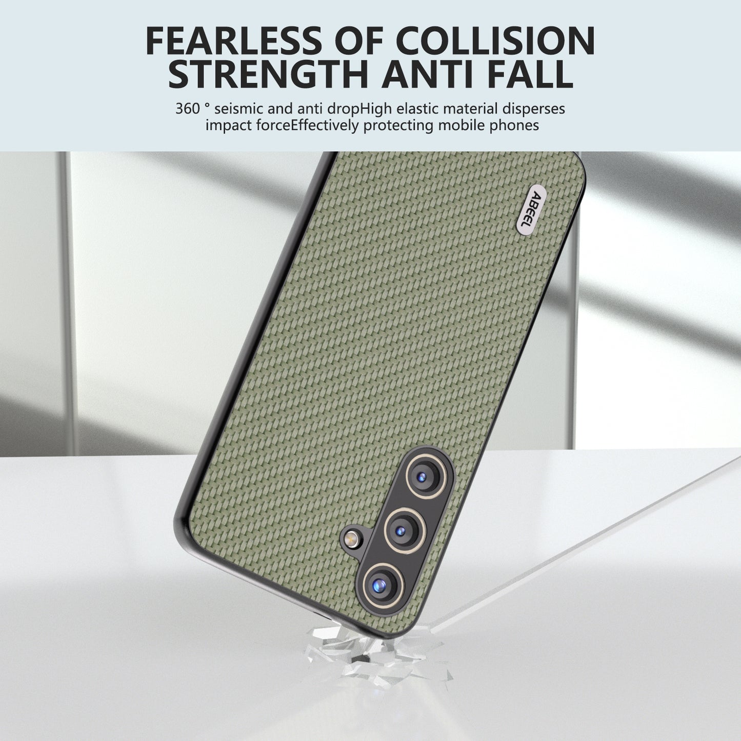 ABEEL for Samsung Galaxy S24 Carbon Fiber Texture Case PU Leather+PC+TPU Protective Phone Cover - Green