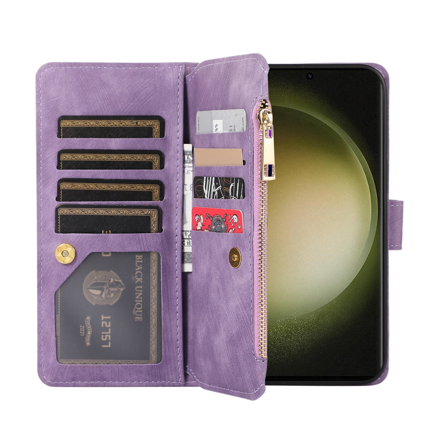 For Samsung Galaxy S24 Ultra Phone Case Rhombus Wallet Purse Handbag Leather Cover - Purple