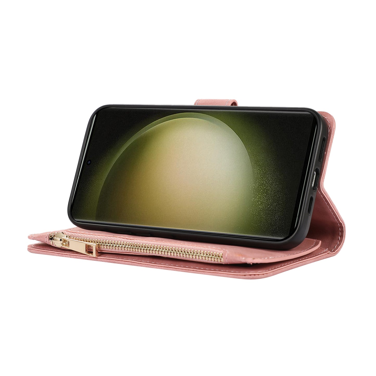 For Samsung Galaxy S24 Ultra Phone Case Rhombus Wallet Purse Handbag Leather Cover - Rose Gold