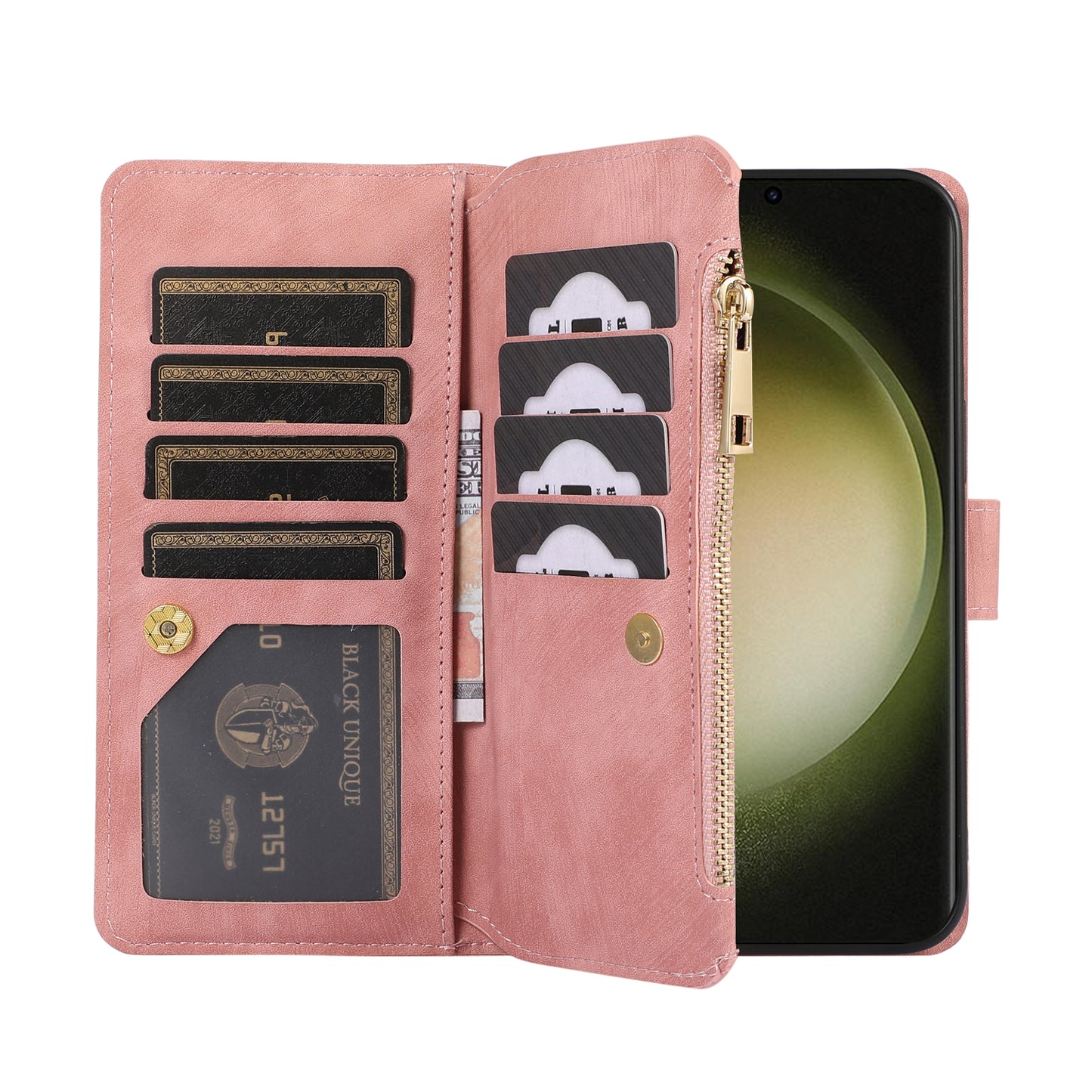For Samsung Galaxy S24 Ultra Phone Case Rhombus Wallet Purse Handbag Leather Cover - Rose Gold