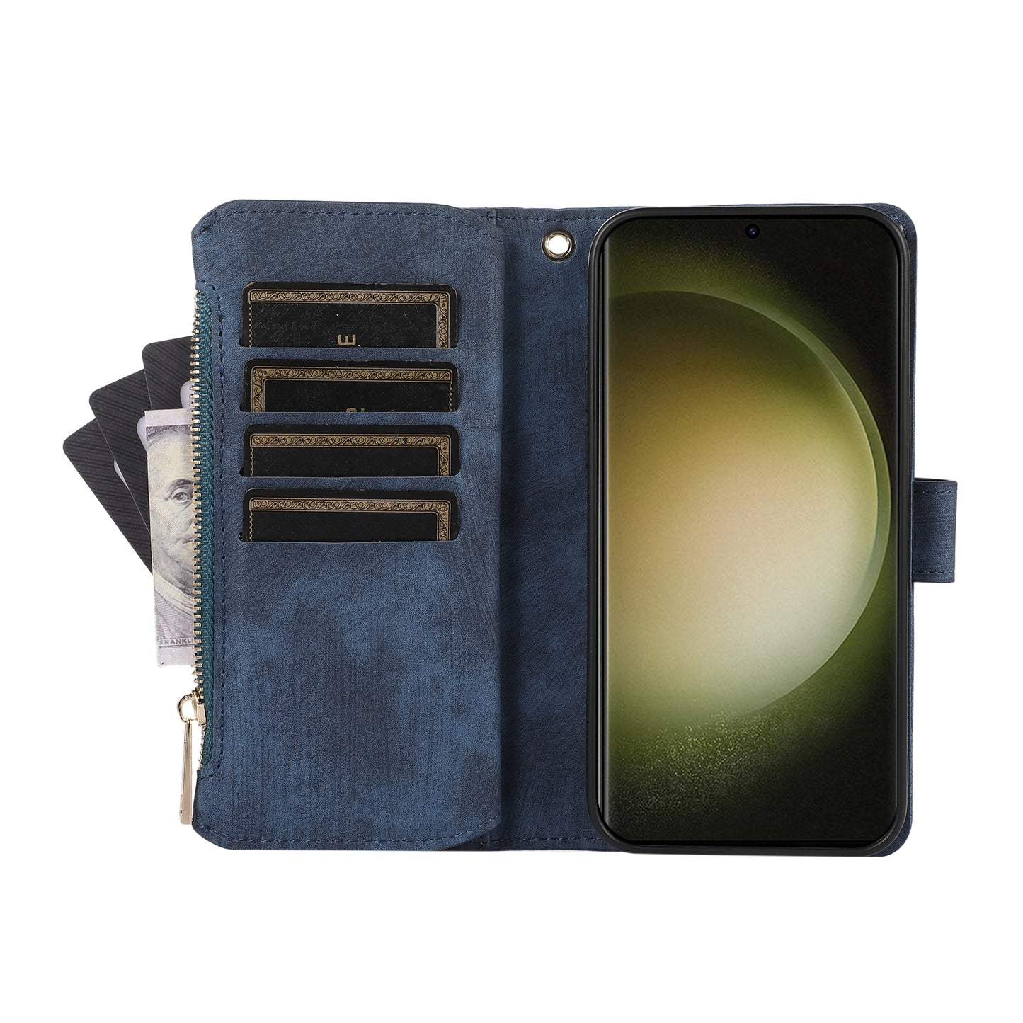 For Samsung Galaxy S24 Ultra Phone Case Rhombus Wallet Purse Handbag Leather Cover - Blue
