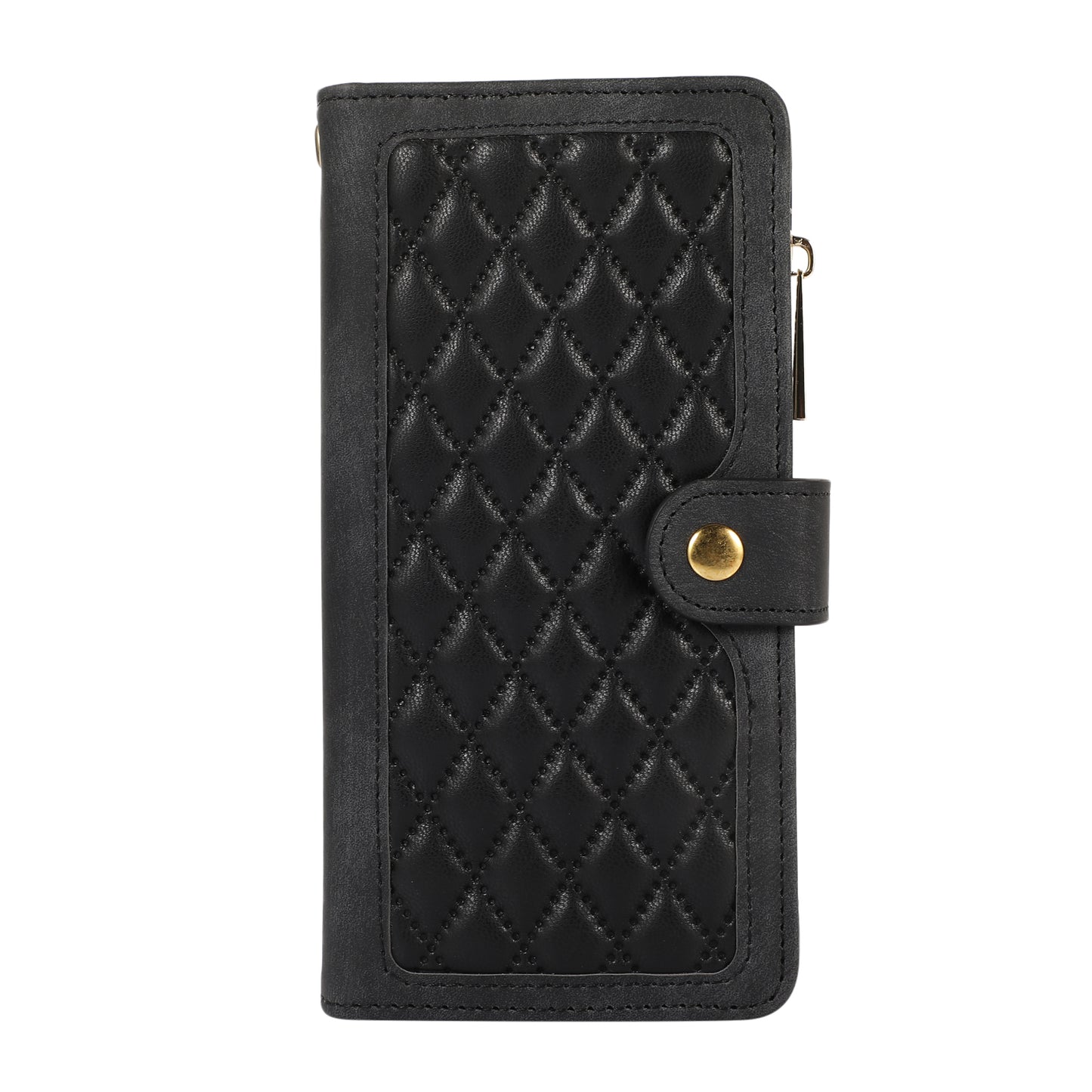 For Samsung Galaxy S24 Rhombus Leather Case Stand Card Slots Phone Cover - Black