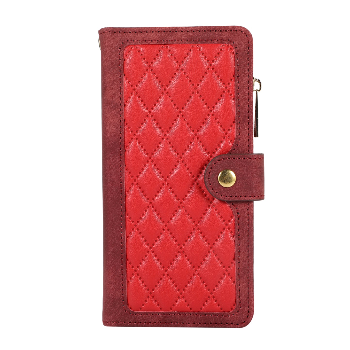 For Samsung Galaxy S24 Rhombus Leather Case Stand Card Slots Phone Cover - Red