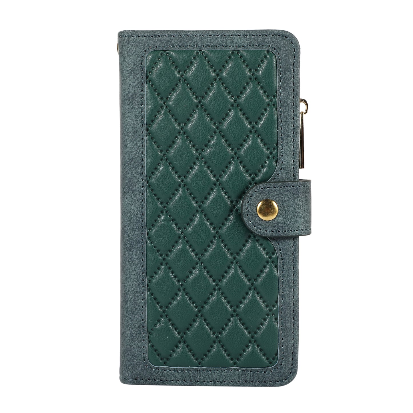 For Samsung Galaxy S24 Rhombus Leather Case Stand Card Slots Phone Cover - Green