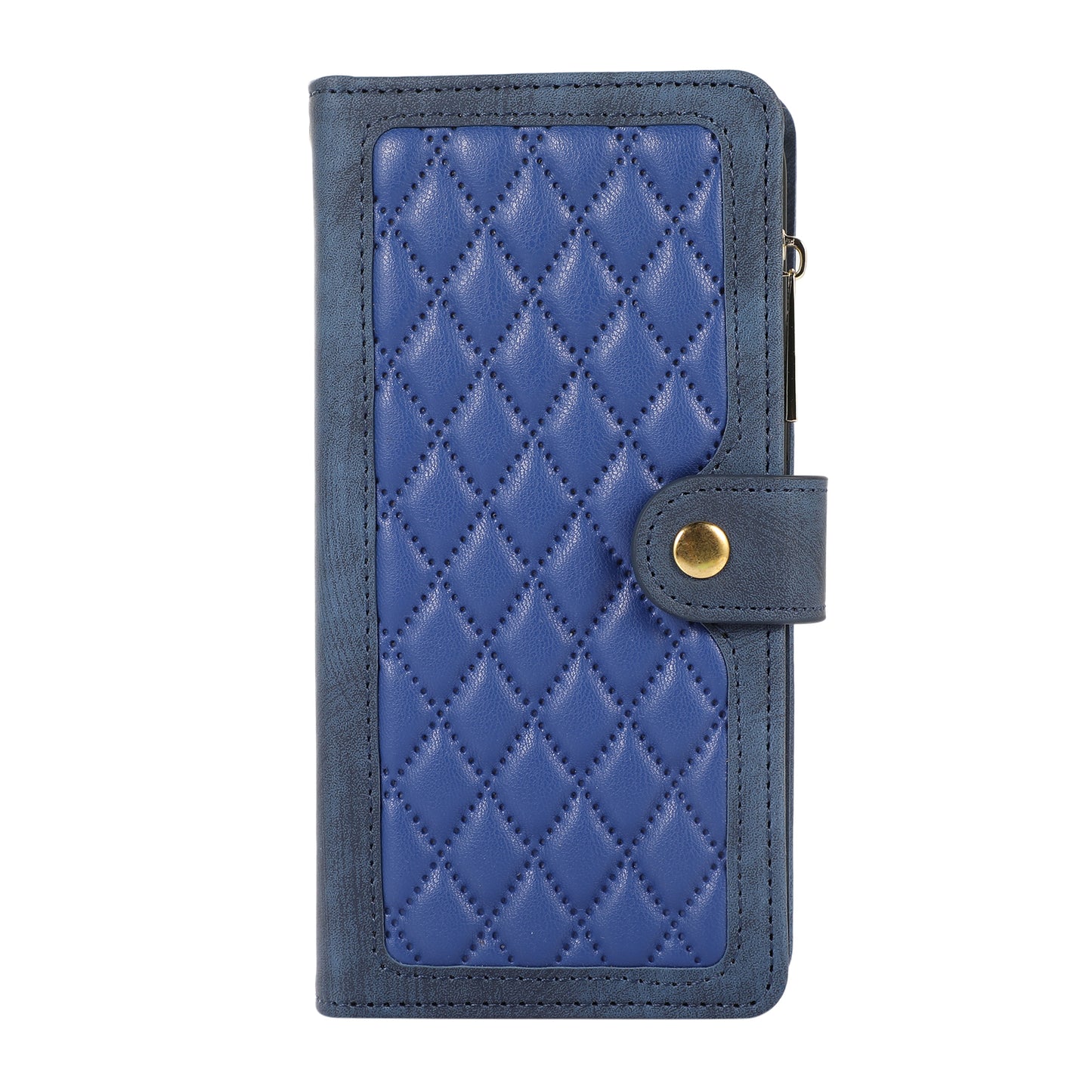 For Samsung Galaxy S24 Rhombus Leather Case Stand Card Slots Phone Cover - Blue
