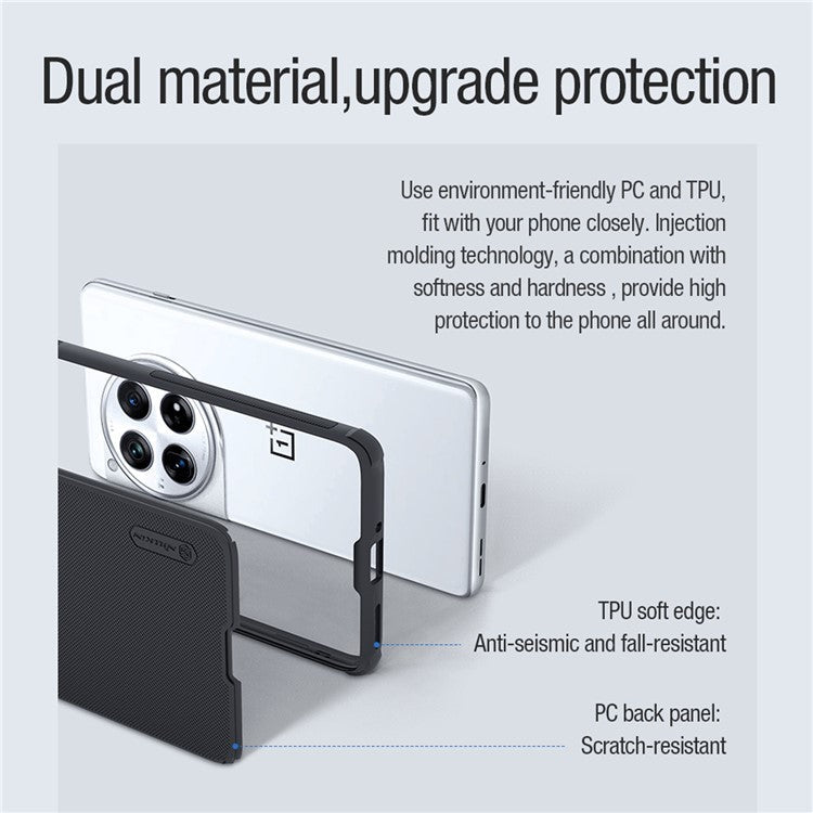 NILLKIN Frosted Shield Pro for OnePlus 12 5G Case Magnetic Phone Cover Wireless Charging - Black