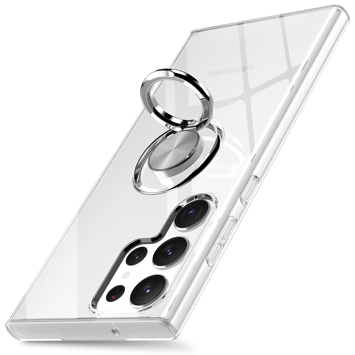 For Samsung Galaxy S24 Ultra TPU Clear Phone Case with Ring Holder Kickstand