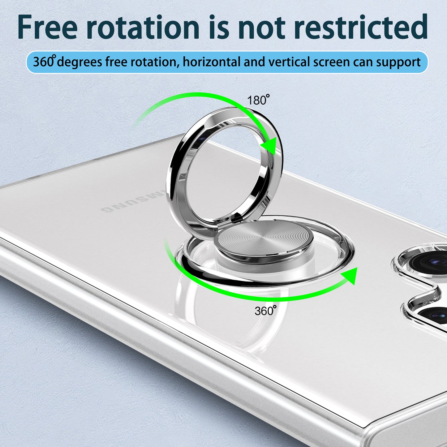 For Samsung Galaxy S24 Ultra TPU Clear Phone Case with Ring Holder Kickstand