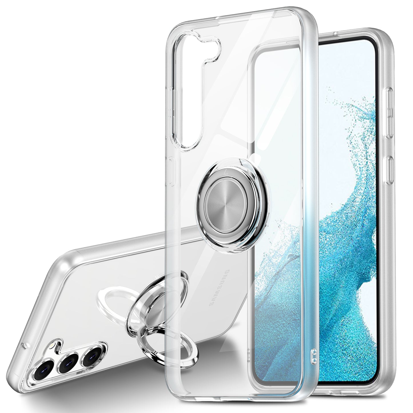 For Samsung Galaxy S24 Phone Case Kickstand Clear TPU Cover Support Car Mount