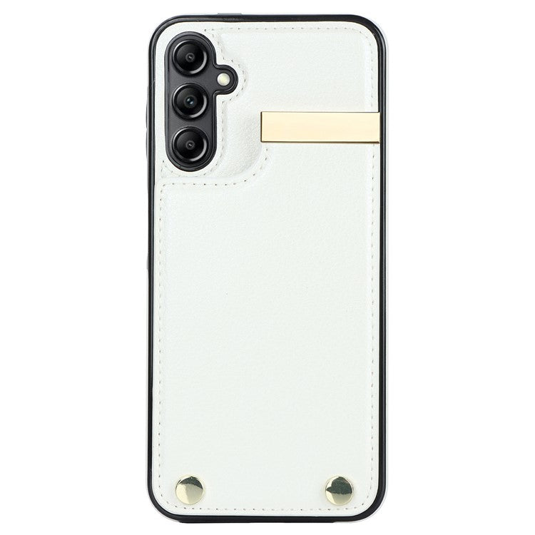 For Samsung Galaxy A54 5G Cell Phone Case Card Holder TPU+PU Leather Hardware Decor Shell - White