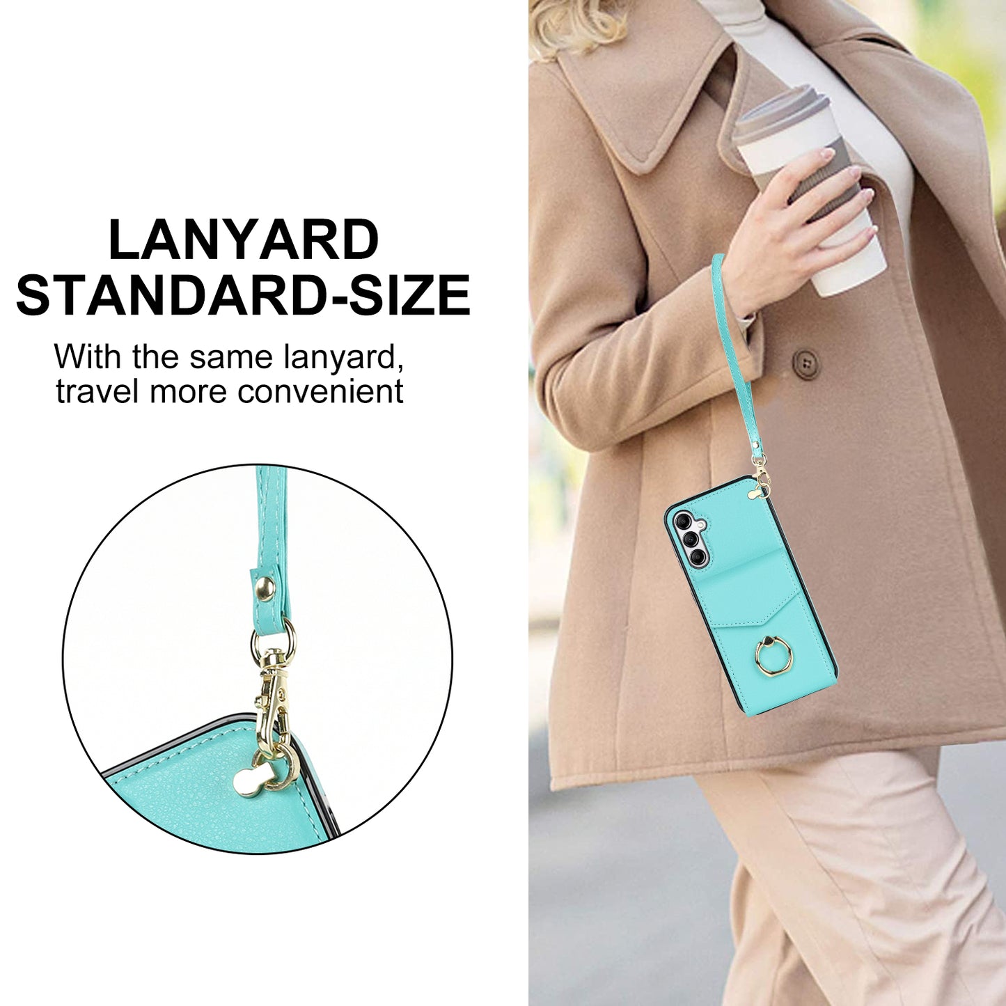 For Samsung Galaxy S24+ Cell Phone Case PU Leather+TPU Shockproof Kickstand Cover with Card Bag - Mint Green