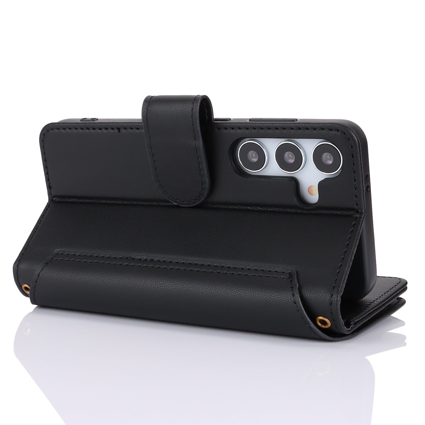 For Samsung Galaxy S24+ Cell Phone Case RFID Blocking Multiple Card Slots Leather Cover - Black