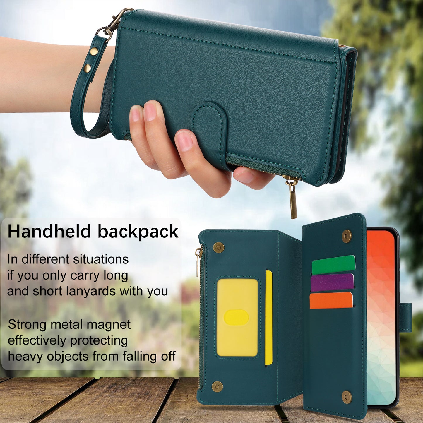For Samsung Galaxy S24+ Cell Phone Case RFID Blocking Multiple Card Slots Leather Cover - Blue