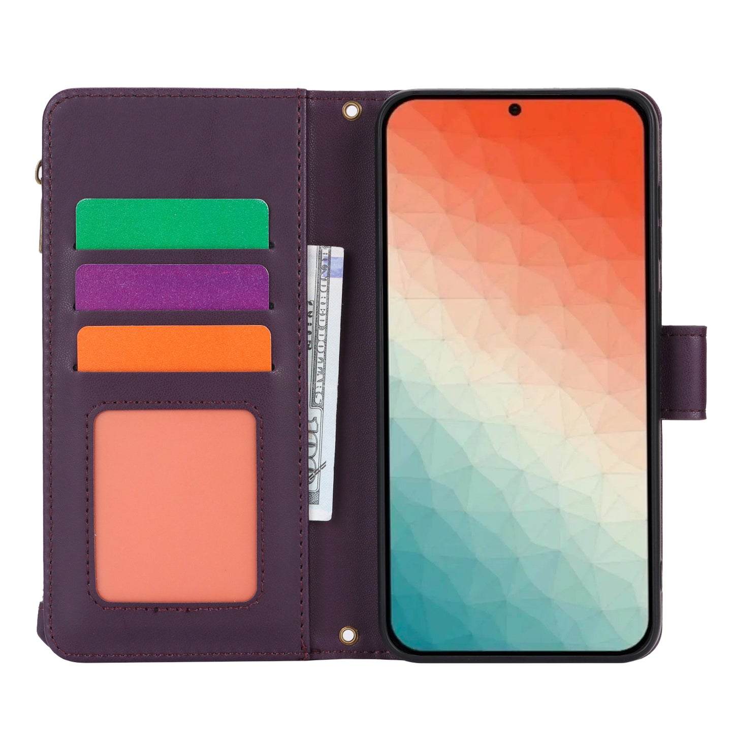 For Samsung Galaxy S24+ Cell Phone Case RFID Blocking Multiple Card Slots Leather Cover - Dark Purple