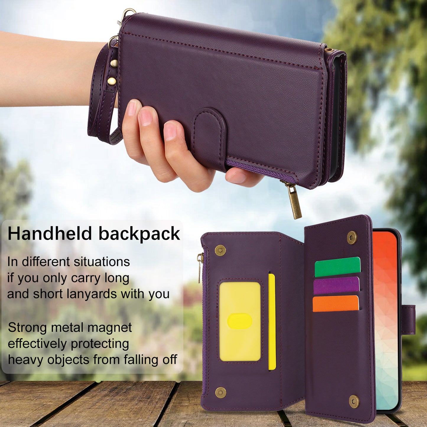 For Samsung Galaxy S24+ Cell Phone Case RFID Blocking Multiple Card Slots Leather Cover - Dark Purple