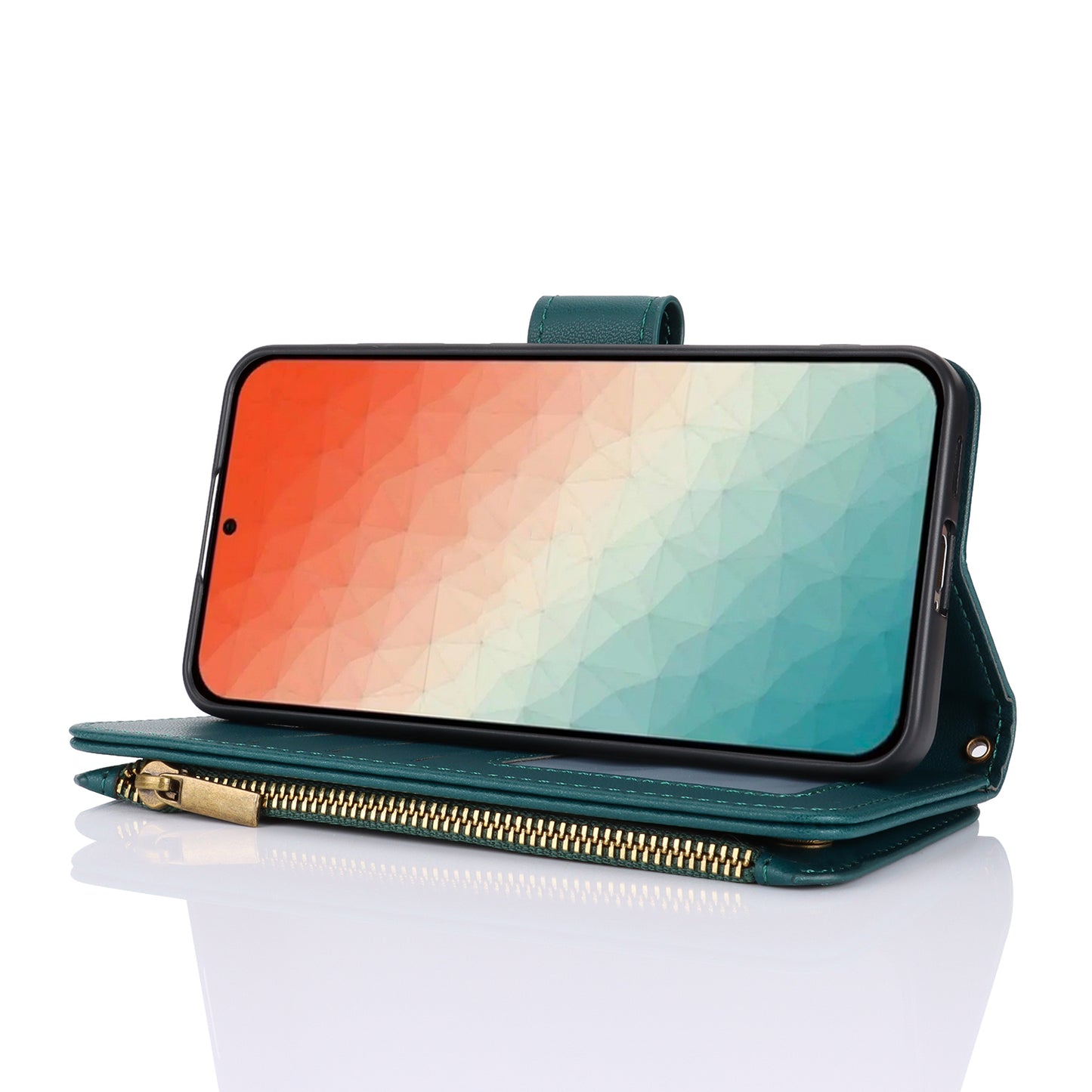 For Samsung Galaxy S24 RFID Blocking Cell Phone Case Shockproof Leather Cover - Blue