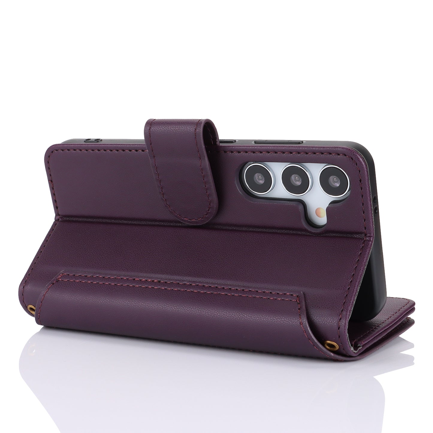 For Samsung Galaxy S24 RFID Blocking Cell Phone Case Shockproof Leather Cover - Dark Purple