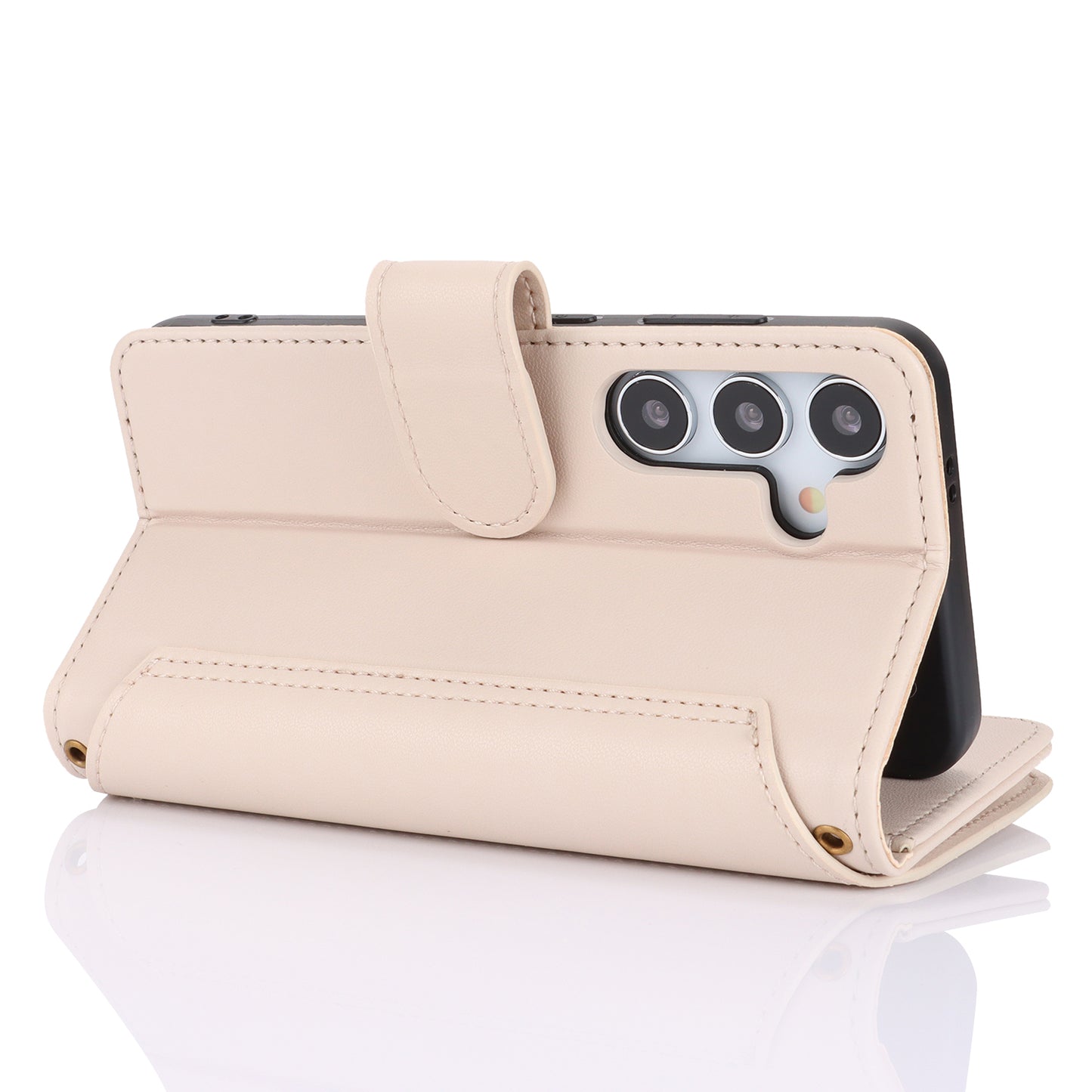For Samsung Galaxy S24 RFID Blocking Cell Phone Case Shockproof Leather Cover - White