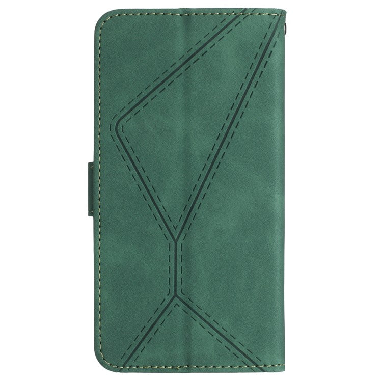 HT05 For OnePlus 12 5G PU Leather Case Line Imprinted Protective Phone Cover - Green