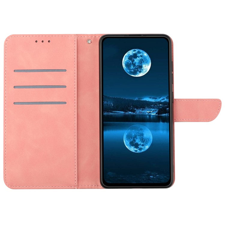 HT05 For OnePlus 12 5G PU Leather Case Line Imprinted Protective Phone Cover - Pink