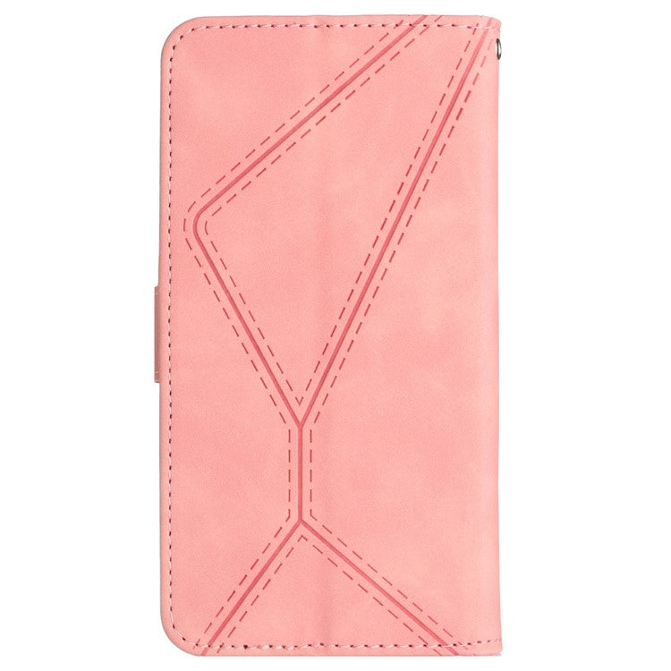 HT05 For OnePlus 12 5G PU Leather Case Line Imprinted Protective Phone Cover - Pink