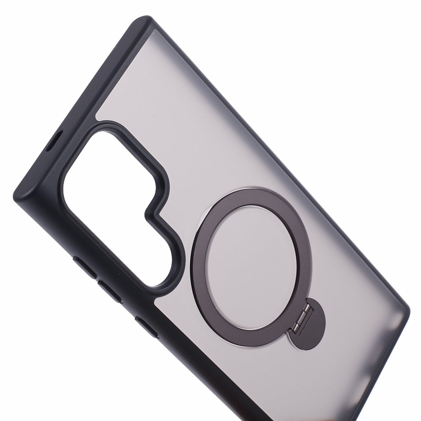 For Samsung Galaxy S24 Ultra Phone Case Rotary Ring Kickstand Magnetic Phone Cover - Black