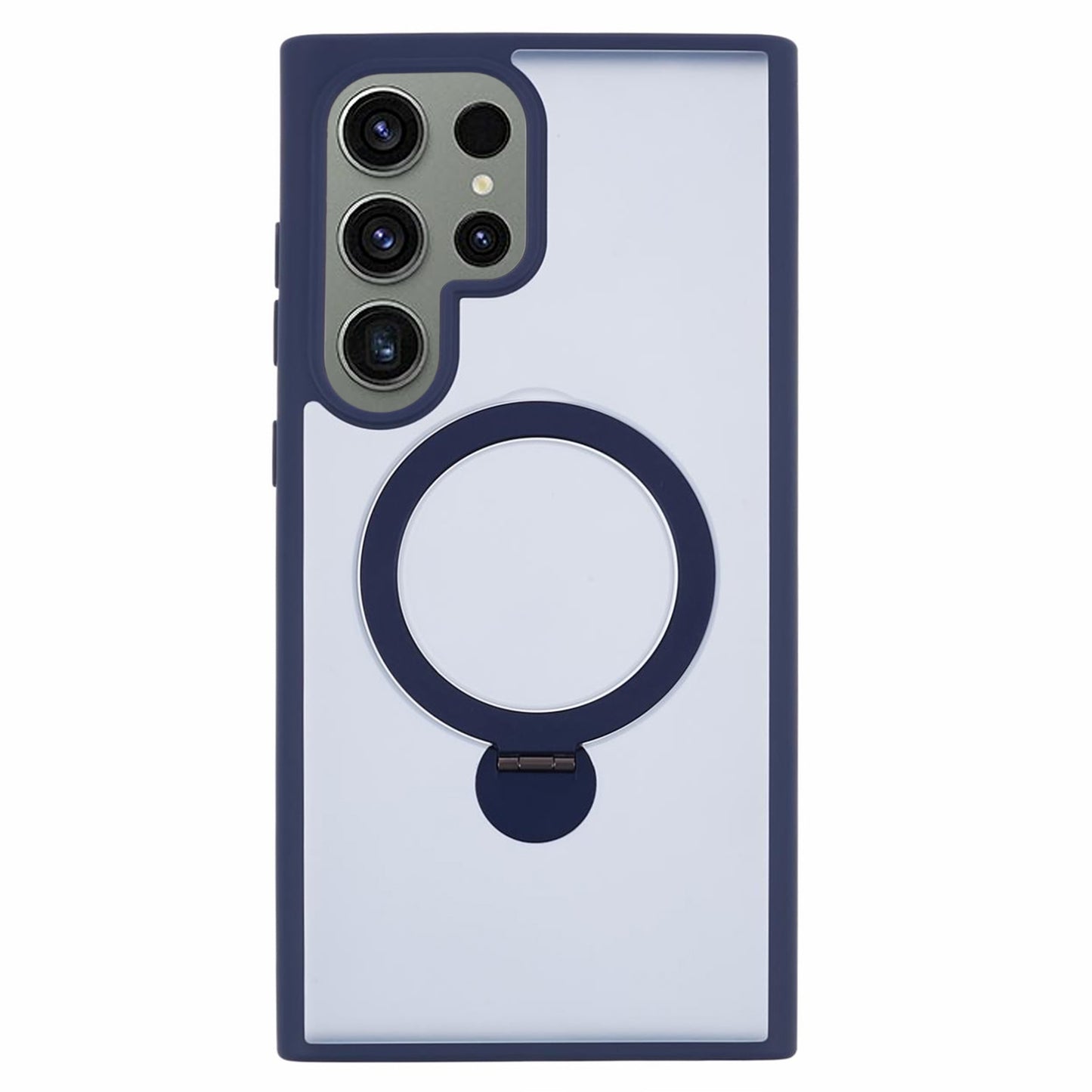For Samsung Galaxy S24 Ultra Phone Case Rotary Ring Kickstand Magnetic Phone Cover - Blue