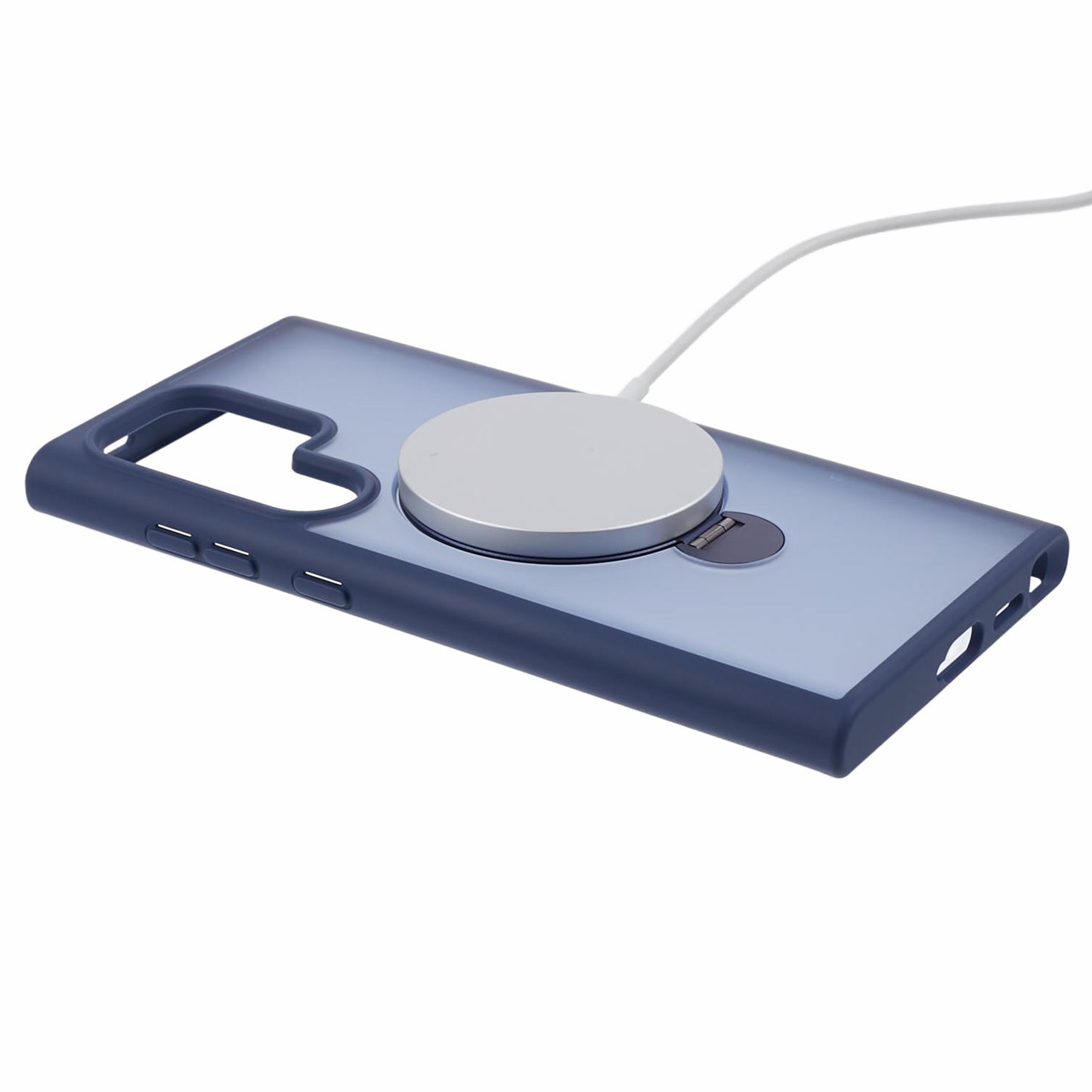 For Samsung Galaxy S24 Ultra Phone Case Rotary Ring Kickstand Magnetic Phone Cover - Blue
