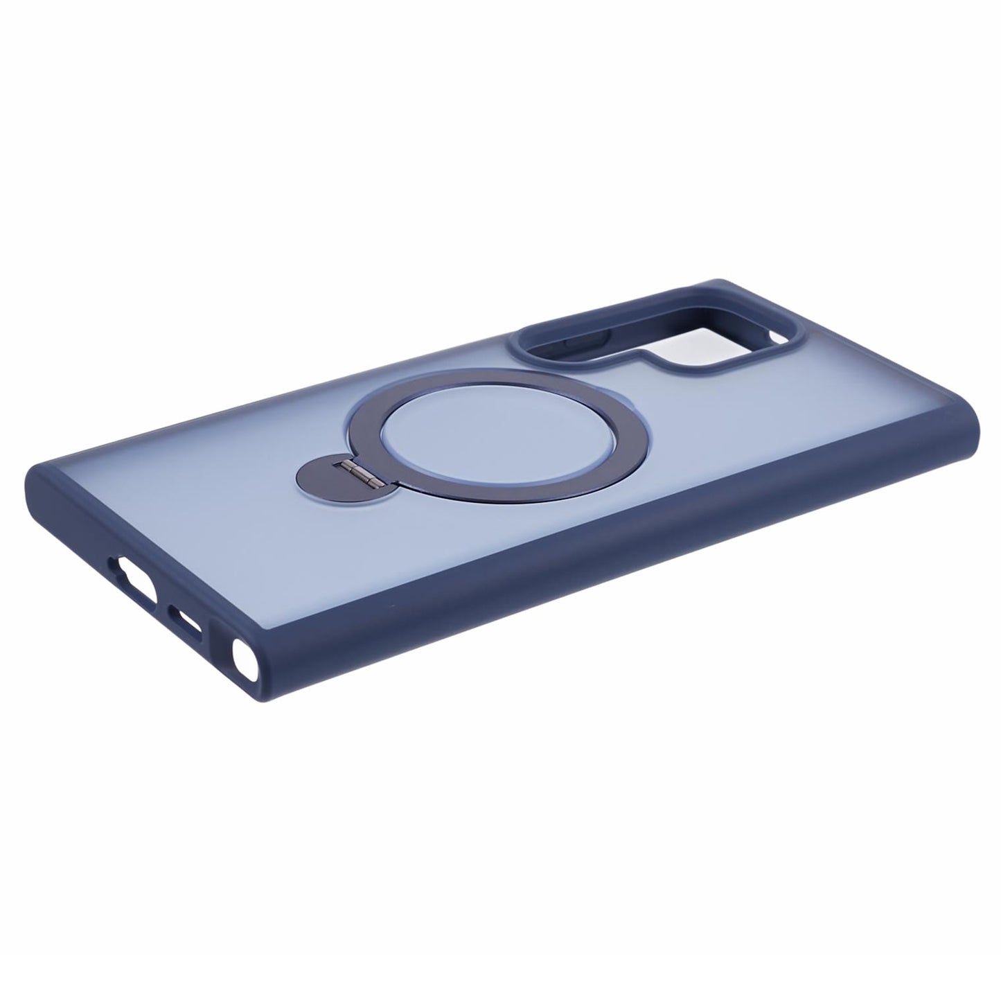 For Samsung Galaxy S24 Ultra Phone Case Rotary Ring Kickstand Magnetic Phone Cover - Blue