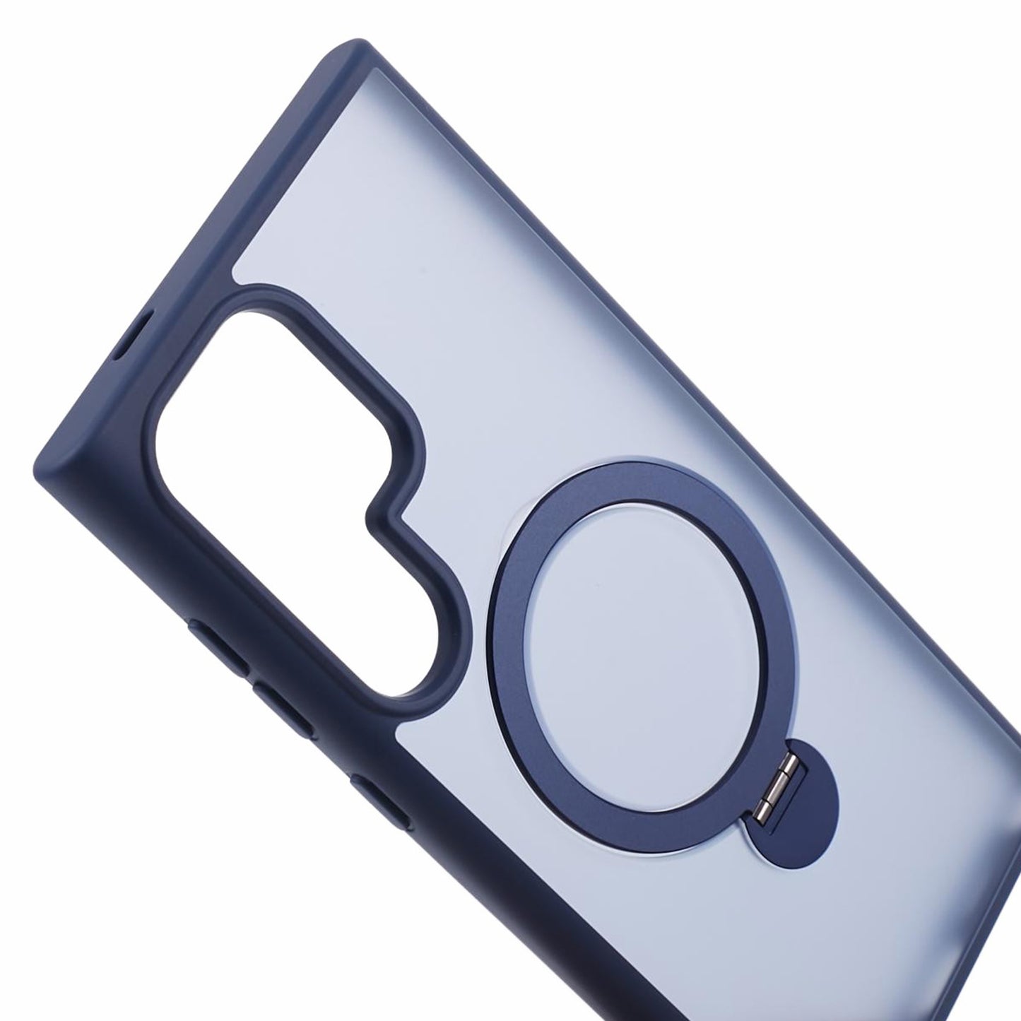 For Samsung Galaxy S24 Ultra Phone Case Rotary Ring Kickstand Magnetic Phone Cover - Blue