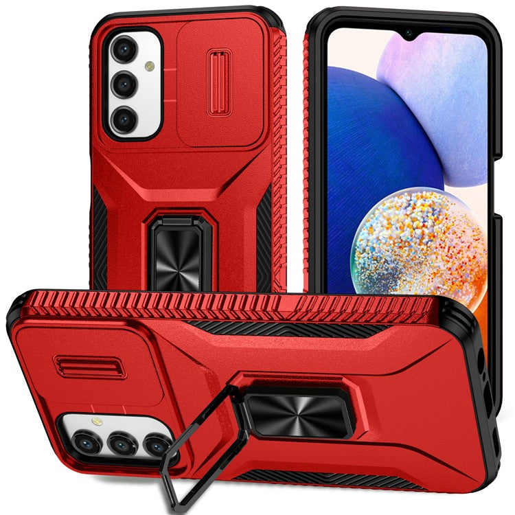 For Samsung Galaxy A34 5G Case Scratch-proof TPU+PC Slide Lens Protection Phone Shell - Red