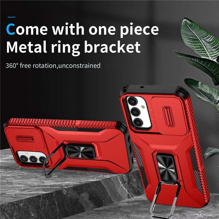 For Samsung Galaxy A34 5G Case Scratch-proof TPU+PC Slide Lens Protection Phone Shell - Red