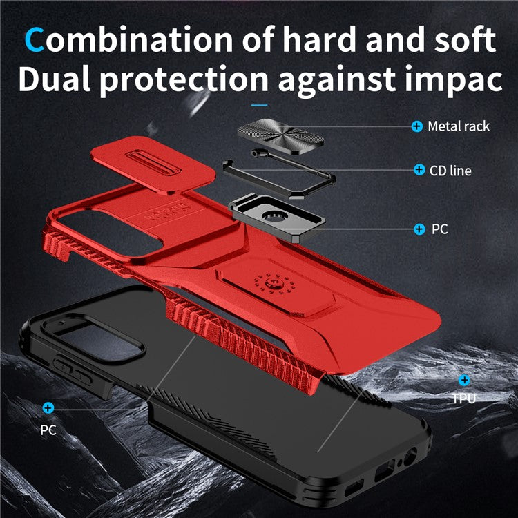 For Samsung Galaxy A34 5G Case Scratch-proof TPU+PC Slide Lens Protection Phone Shell - Red