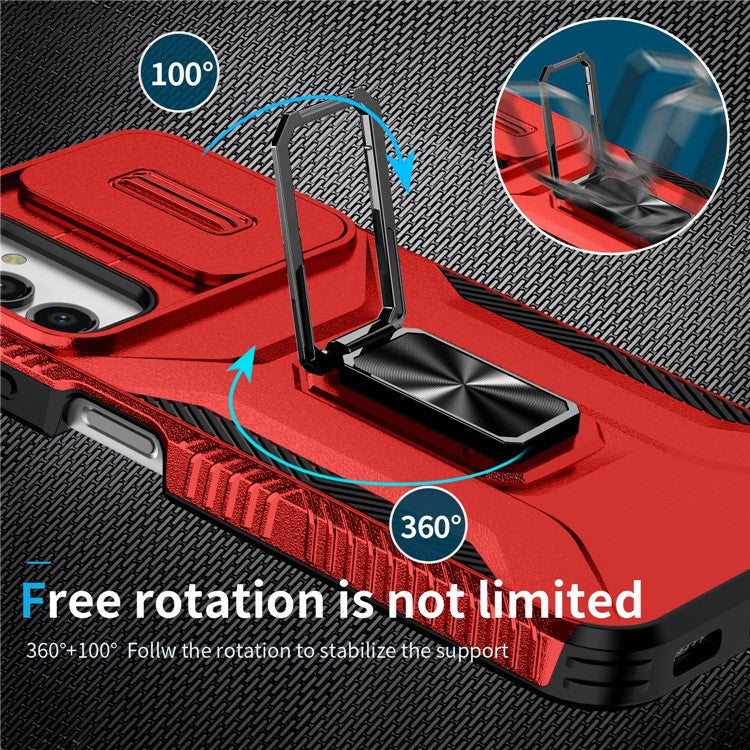 For Samsung Galaxy A34 5G Case Scratch-proof TPU+PC Slide Lens Protection Phone Shell - Red