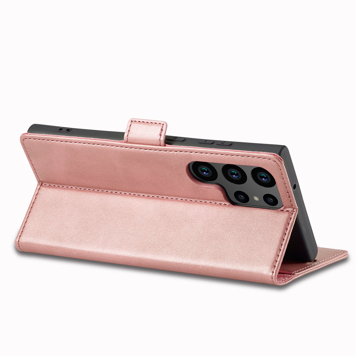 LC.IMEEKE For Samsung Galaxy S24 Ultra Case Magnetic Closure Microfiber Leather Phone Cover - Rose Gold