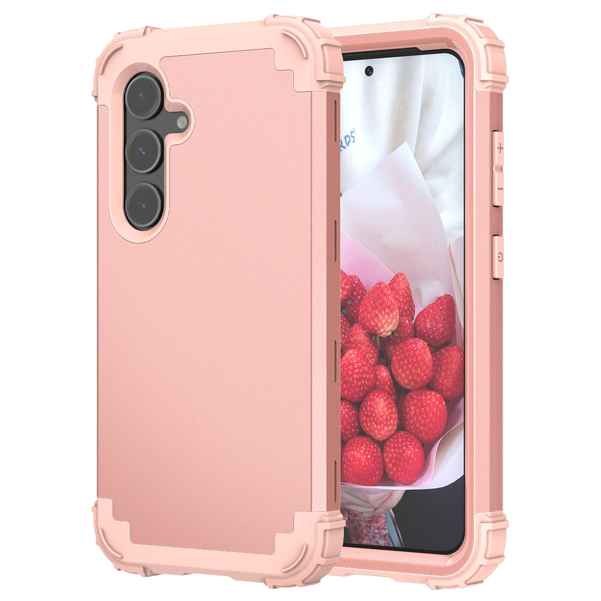 L-Style For Samsung Galaxy S24+ Case Drop-proof PC + Silicone Protective Back Cover - Rose Gold+Rose Gold